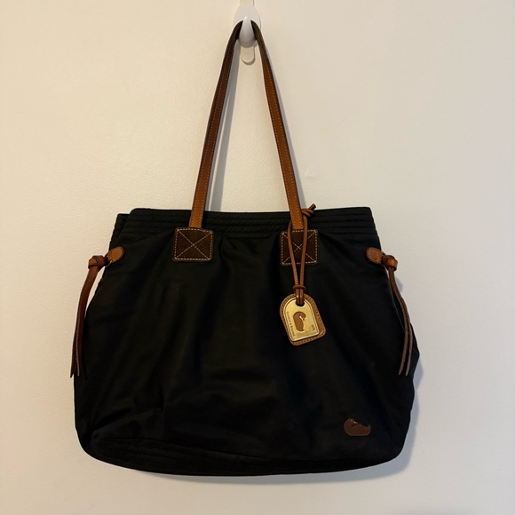 Dooney & Bourke Black Nylon Tote Bag with Pink Interior - Picture 1 of 5